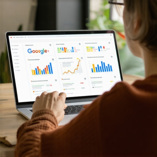 Analyzing Google Maps Data for Local SEO Person reviewing analytics for Google Maps visibility on a laptop.