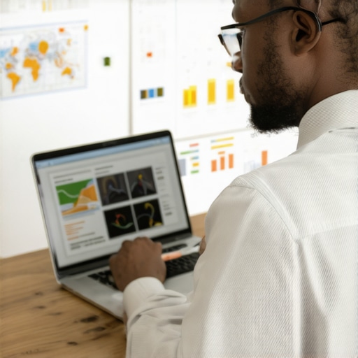 Deep Dive into Local SEO Strategy Person analyzing local SEO data and maps for Google Maps optimization.