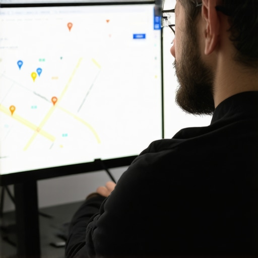 Expert Analyzing Local SEO Data for Google Maps Digital marketing expert reviewing local SEO and Google Maps rankings