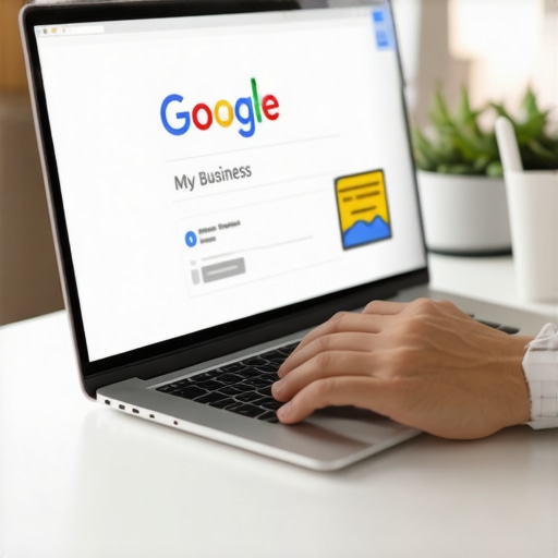 Person working on Google My Business profile with local SEO tools
