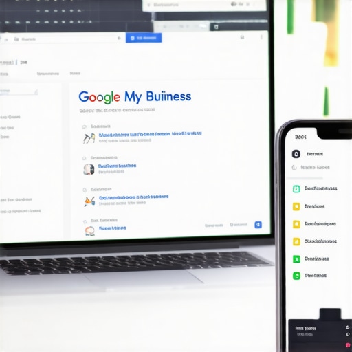 Workspace with SEO tools and Google My Business dashboard