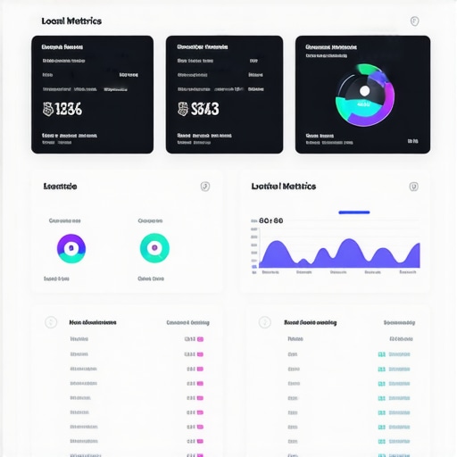 Screenshot of a local SEO analytics dashboard showing engagement and ranking metrics.