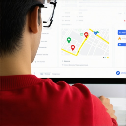 Person reviewing Google Maps ranking data on a laptop.