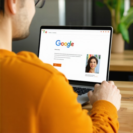 Business owner editing Google My Business profile on laptop