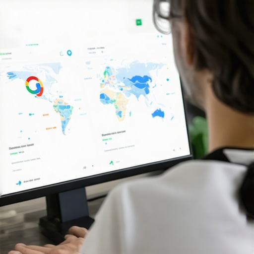 A person analyzing Google Maps data on a monitor
