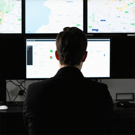 SEO expert analyzing local map rankings with multiple screens showing AI and proximity data
