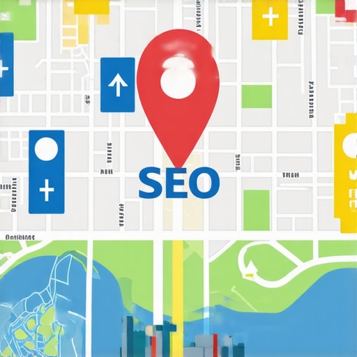 Illustration of local businesses with arrows showing SEO growth