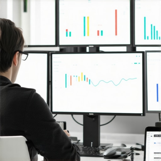 Team analyzing local search rankings and reviews on multiple monitors