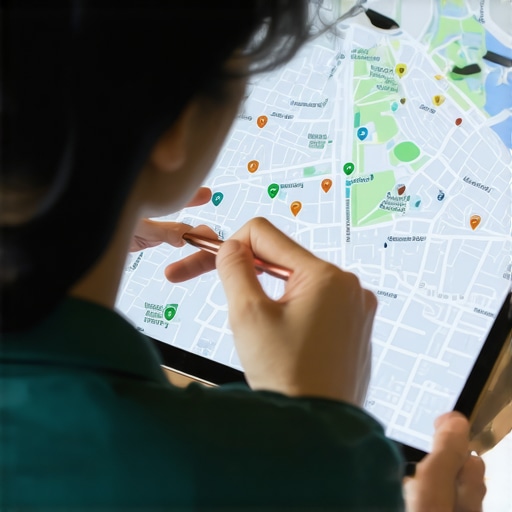 Understanding Local Signals Person reviewing map data on tablet with community engagement visuals.
