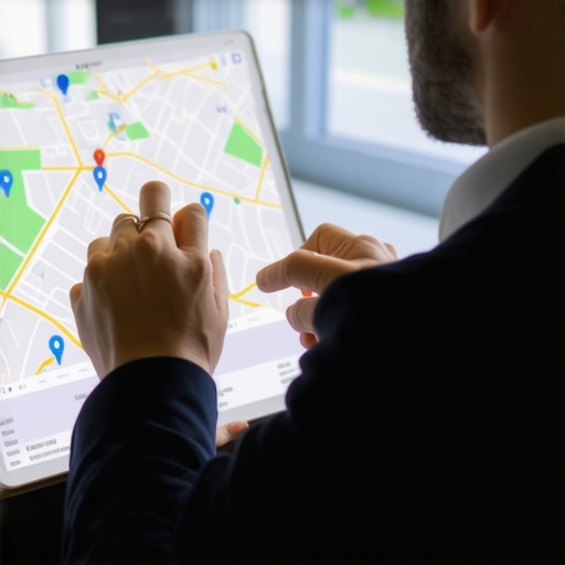 Person analyzing local map SEO data on computer