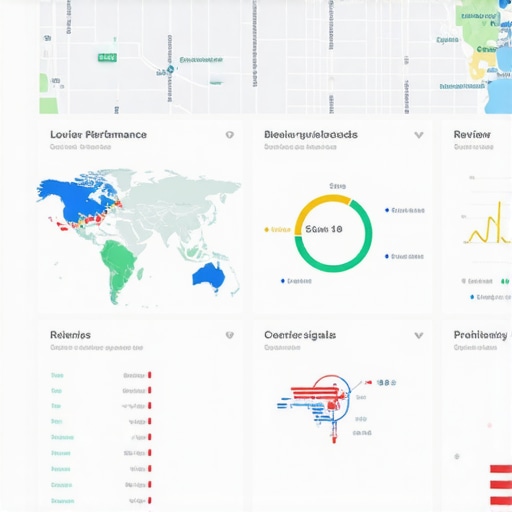 A detailed analytics dashboard monitoring local SEO metrics for map visibility.