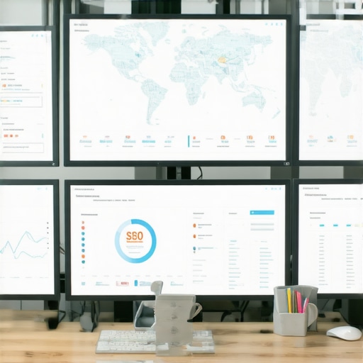 Workspace showing local SEO analytics tools and maps for map visibility management