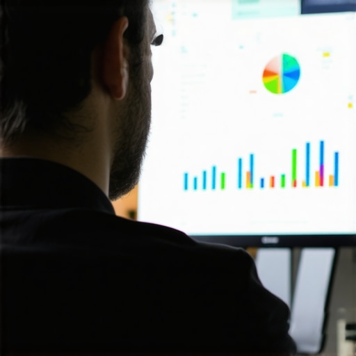 Digital marketer analyzing local SEO data on computer screen.