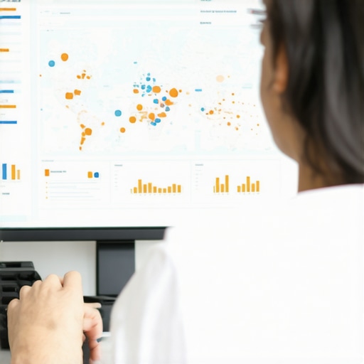 Person reviewing map data and signals on a computer screen to improve local SEO strategies.