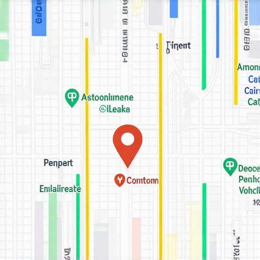 A computer screen displaying a digital map with live updates and local business signals for SEO