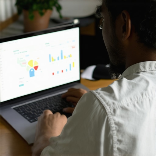 Close-up of a person analyzing local map data on a laptop screen