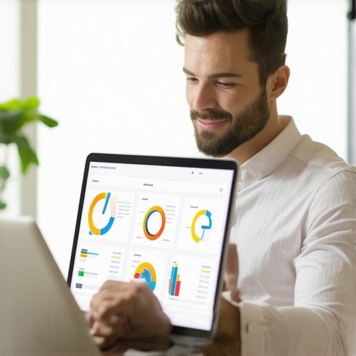 Digital marketer analyzing local SEO metrics on a laptop