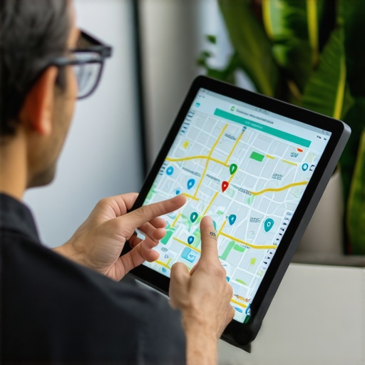 Business owner reviewing neighborhood data for local SEO